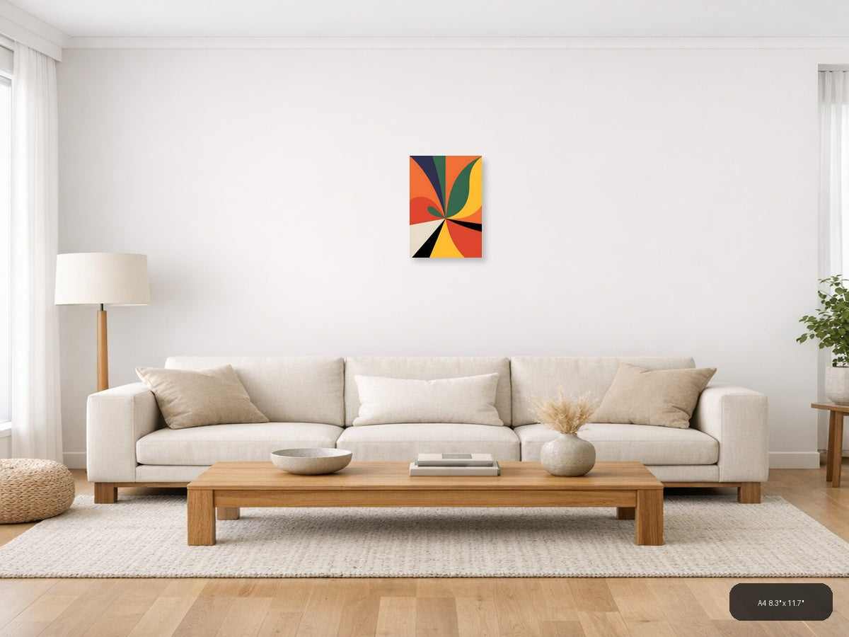 Abstract Geometric Sunburst Colorful Photography Wall Art — A4 / Living Room