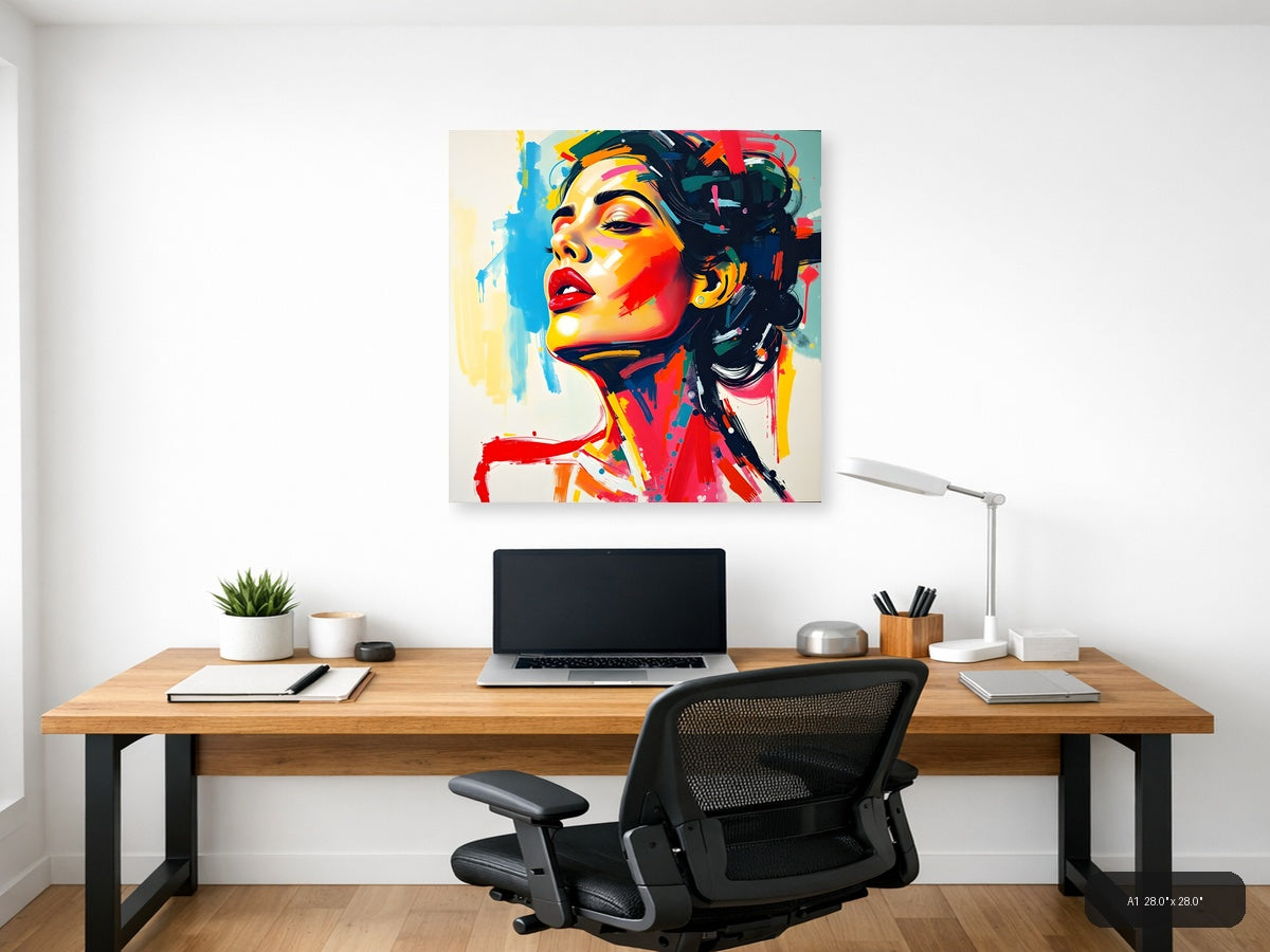 Colorful Abstract Portrait Pop Art Style Wall Art — A1 / Office