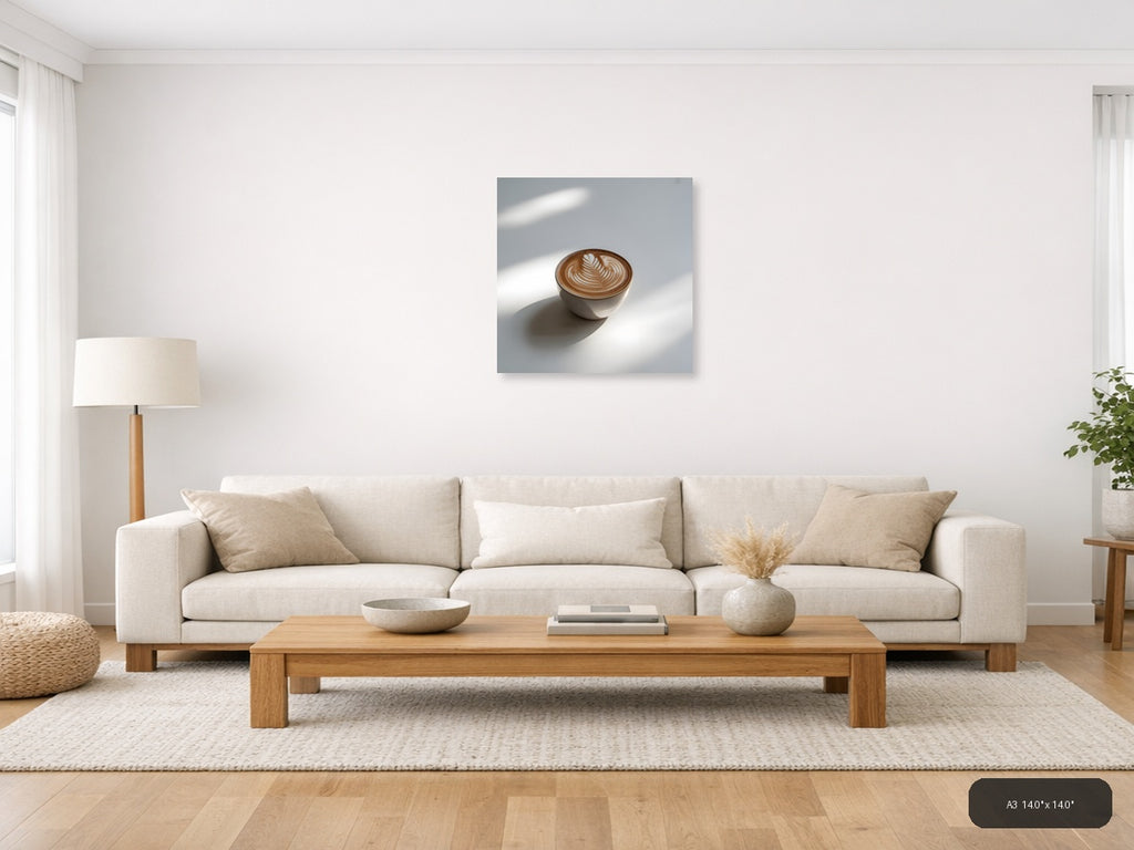 Minimalist Latte Art Coffee Cup Wall Art — A3 / Living Room