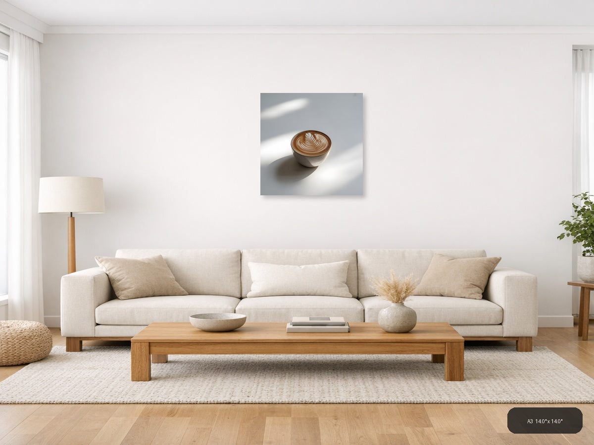 Minimalist Latte Art Coffee Cup Wall Art — A3 / Living Room