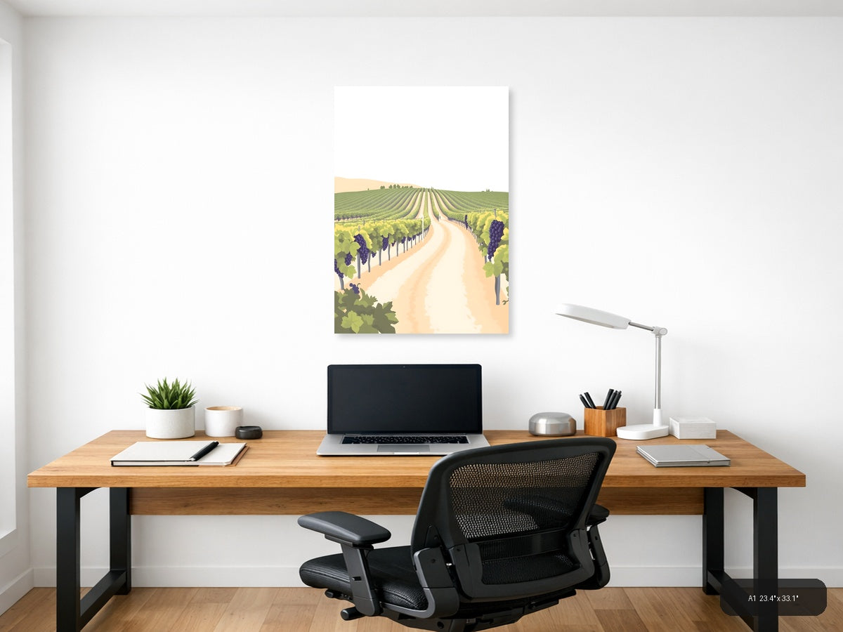 Minimalist Vineyard Road Landscape Wall Art — A1 / Office