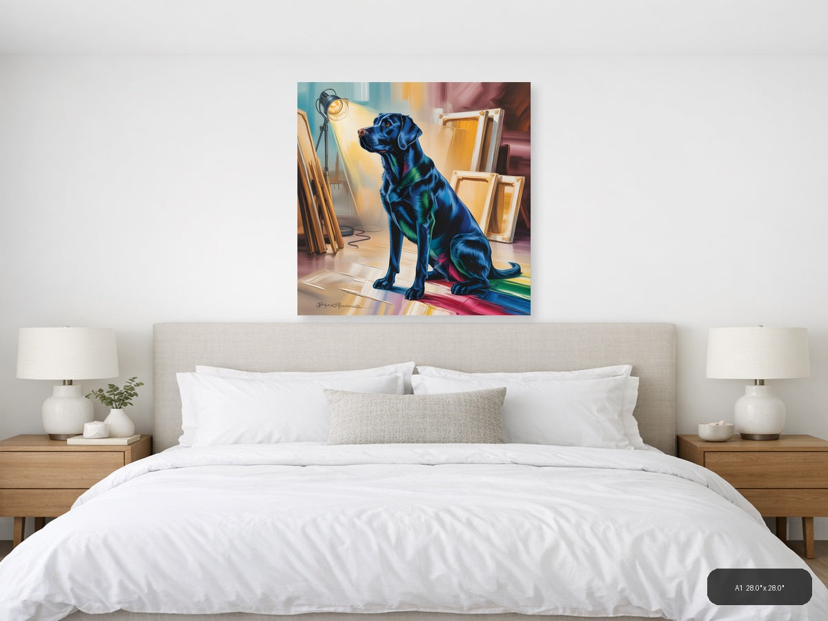 Blue Dog Abstract Studio Portrait Wall Art — A1 / Bedroom