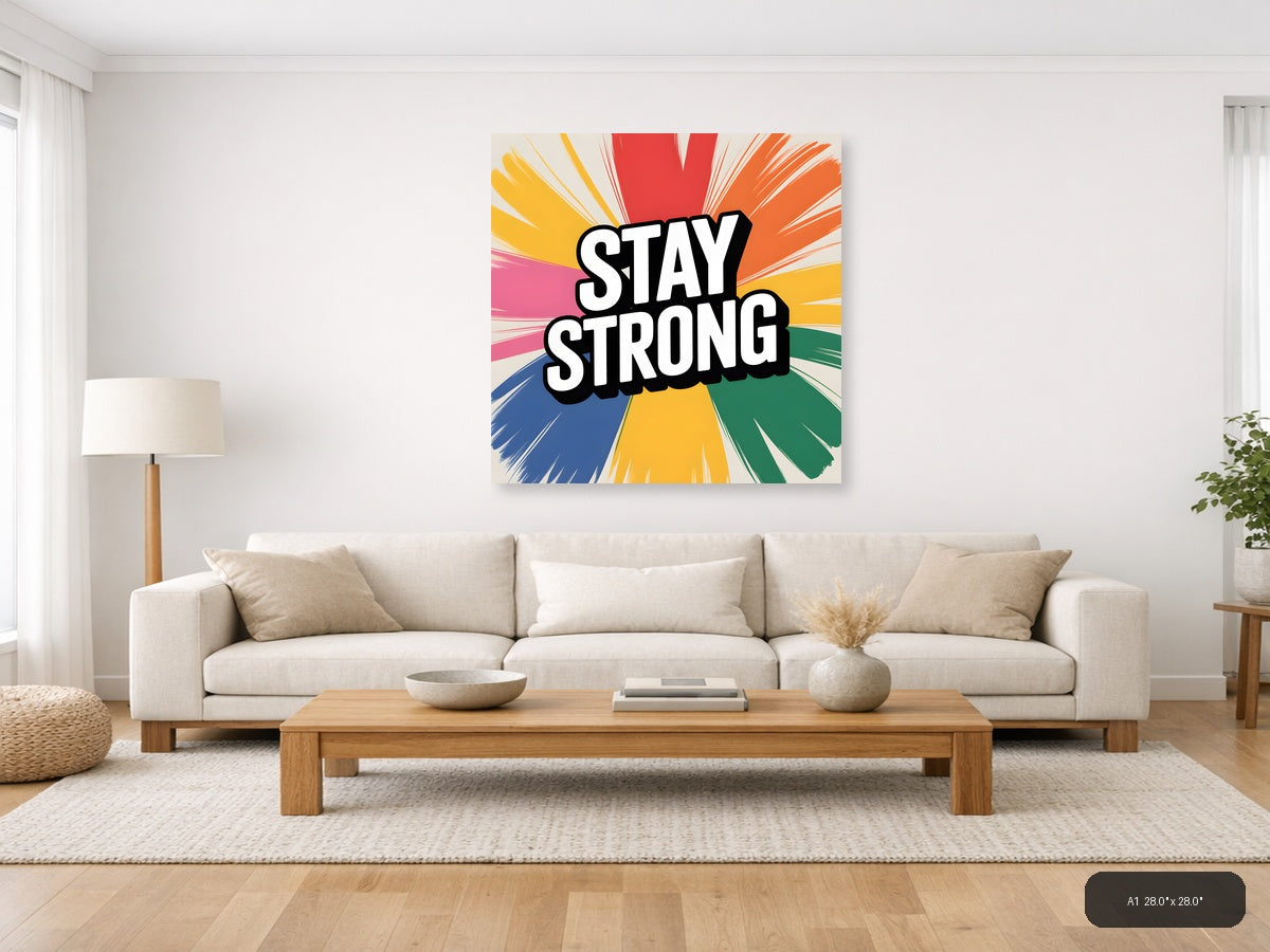 Stay Strong Motivational Abstract Radiant Wall Art — A1 / Living Room