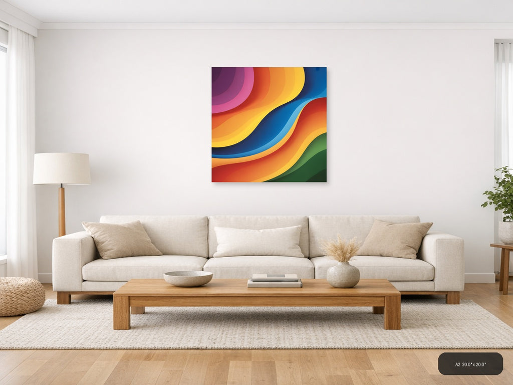 Colorful Abstract Layered Waves Photography Wall Art — A2 / Living Room