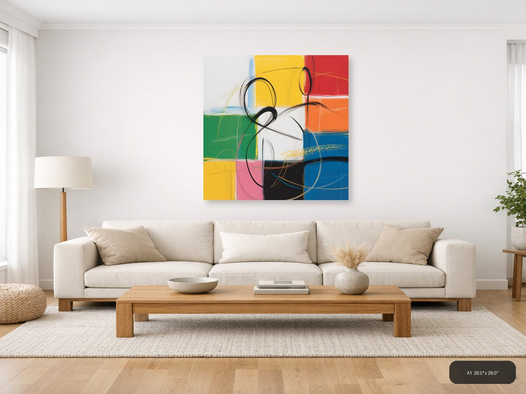 Abstract Colorblock Circles Modern Wall Art — A1 / Living Room
