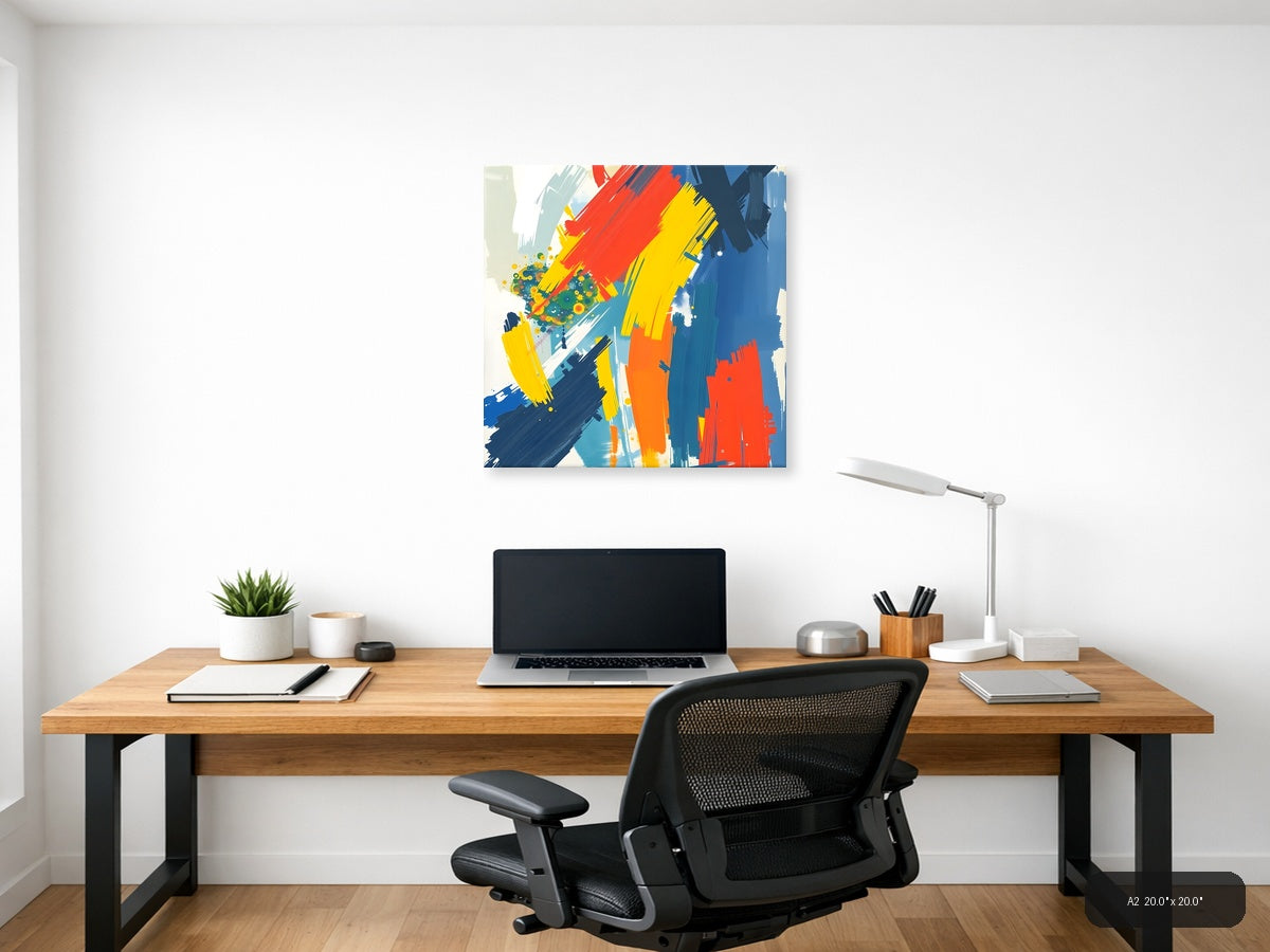 Bold Abstract Brushstrokes Primary Colors Wall Art — A2 / Office