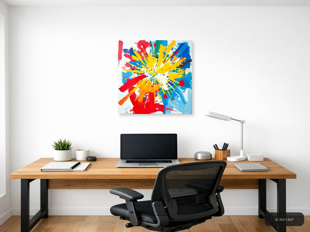 Colorful Starburst Abstract Explosion Canvas Wall Art — A2 / Office