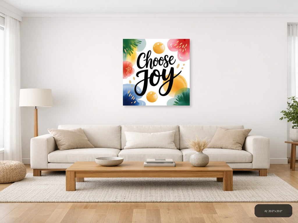 Choose Joy Watercolor Floral Wall Art — A2 / Living Room