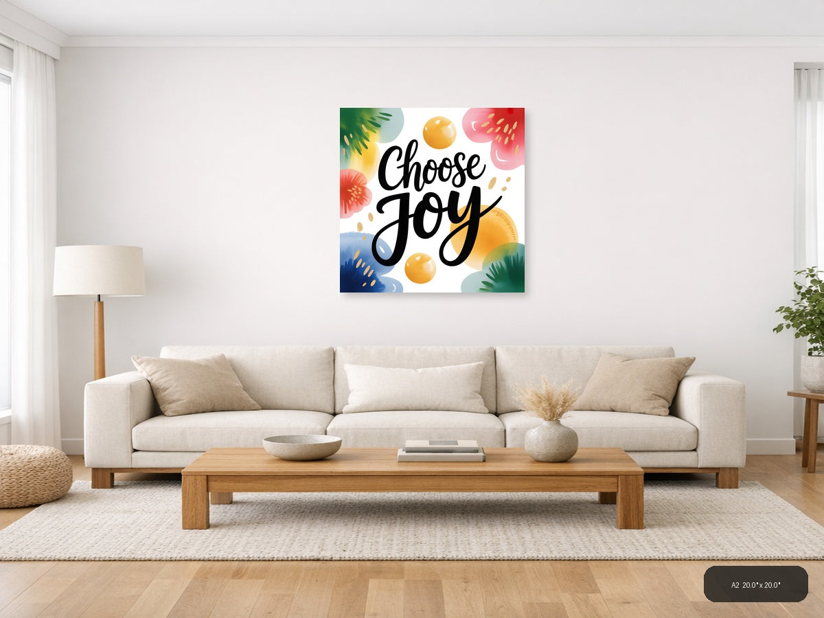 Choose Joy Watercolor Floral Wall Art — A2 / Living Room