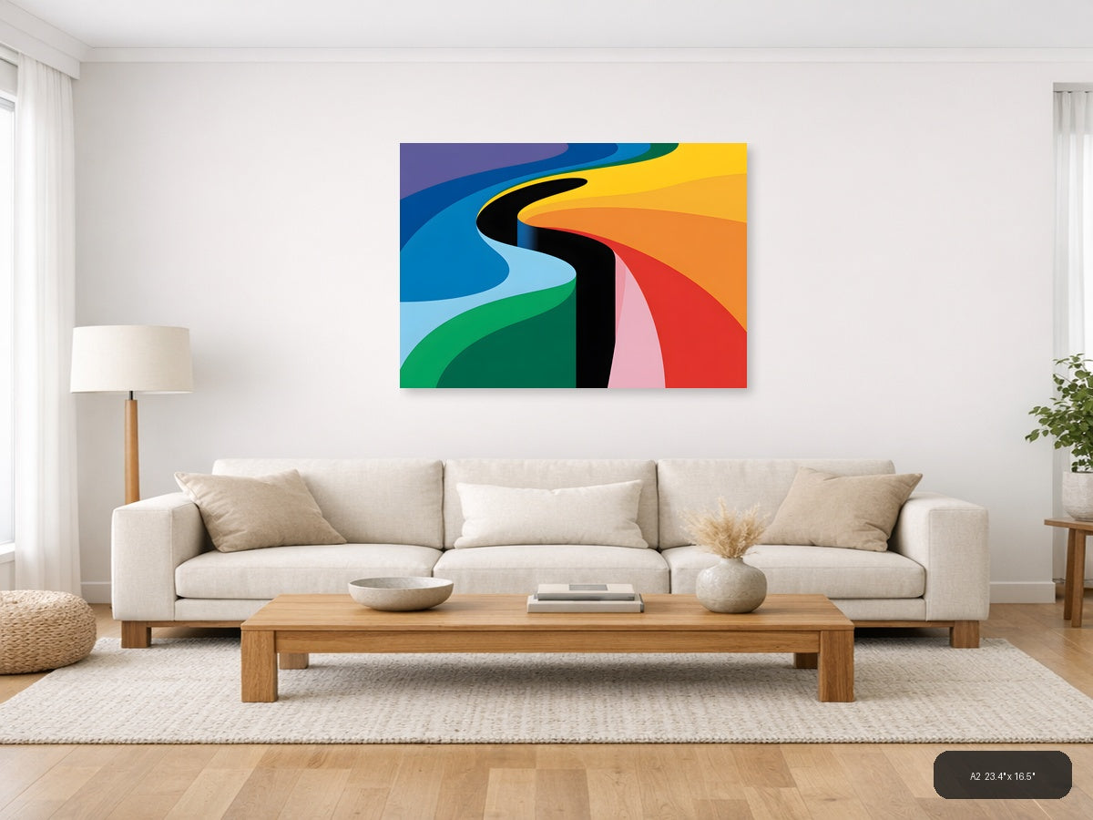 Colorful Abstract Waves Modern Photography Wall Art — A2 / Living Room