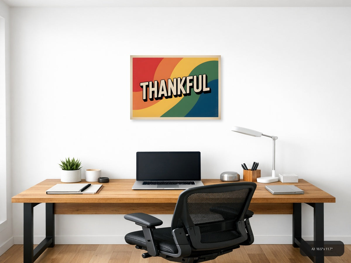 Thankful — Vintage (Landscape) Canvas Print | Vintage Wall Art | A4 A3 A2 A1 — A3 / Office