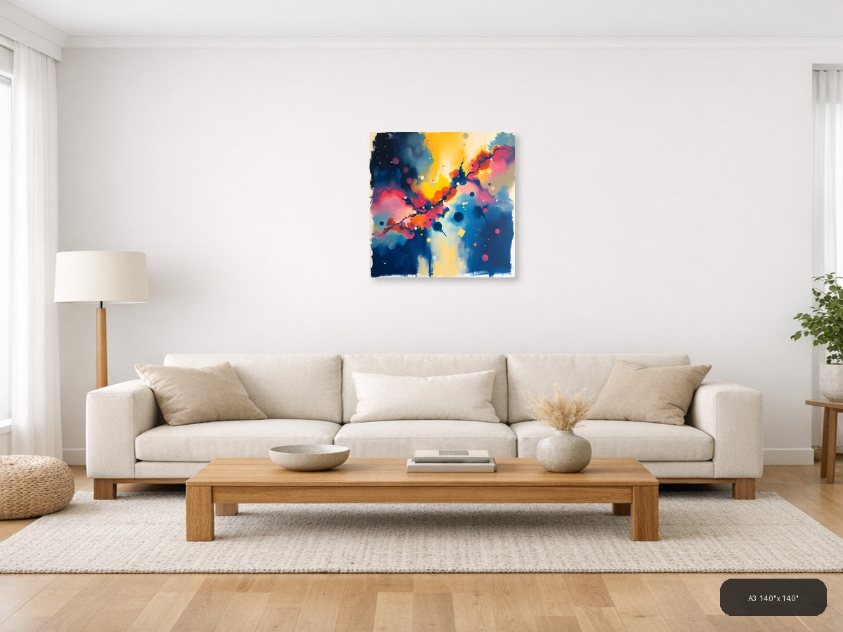 Vibrant Abstract Energy Flow Modern Wall Art — A3 / Living Room