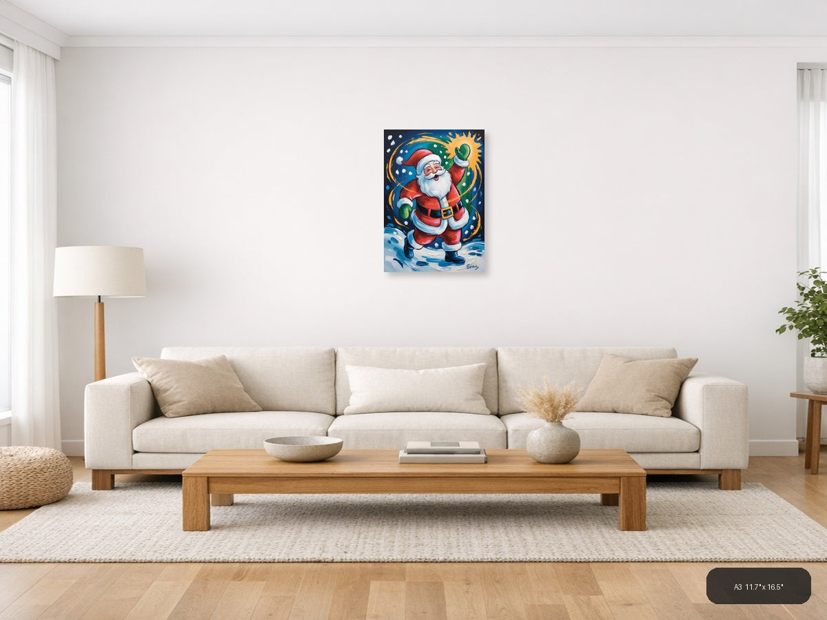 Jolly Santa Claus Abstract Portrait Wall Art — A3 / Living Room