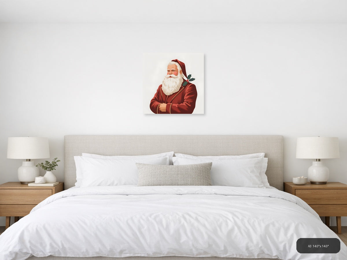 Santa Claus Portrait Minimalist Holiday Wall Art — A3 / Bedroom