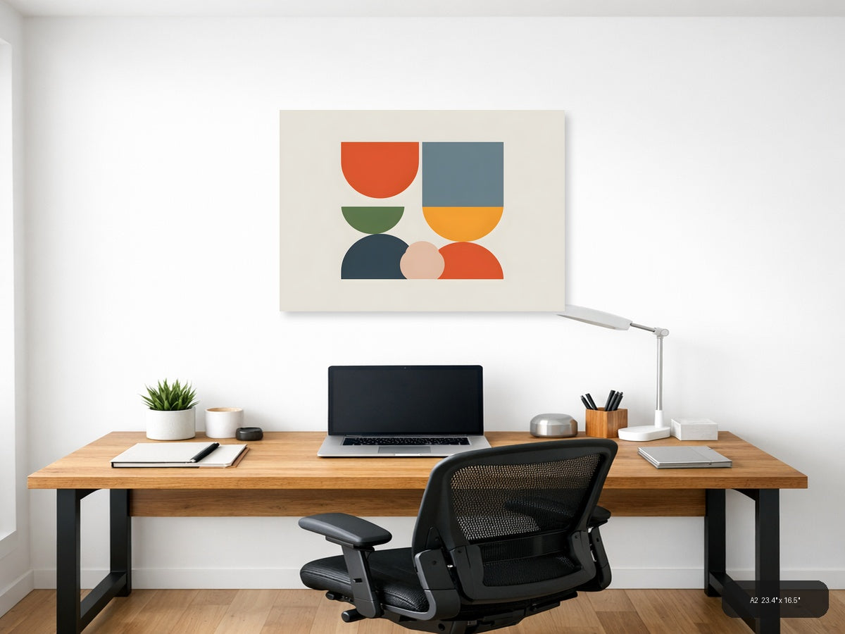Minimalist Geometric Shapes Colorful Abstract Wall Art — A2 / Office
