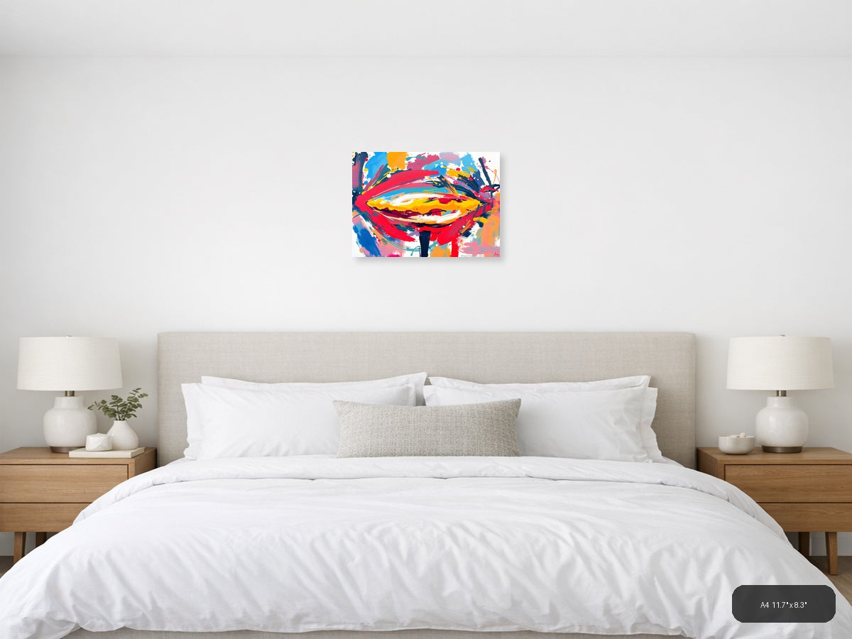 Colorful Abstract Face Portrait - Modern Wall Art — A4 / Bedroom