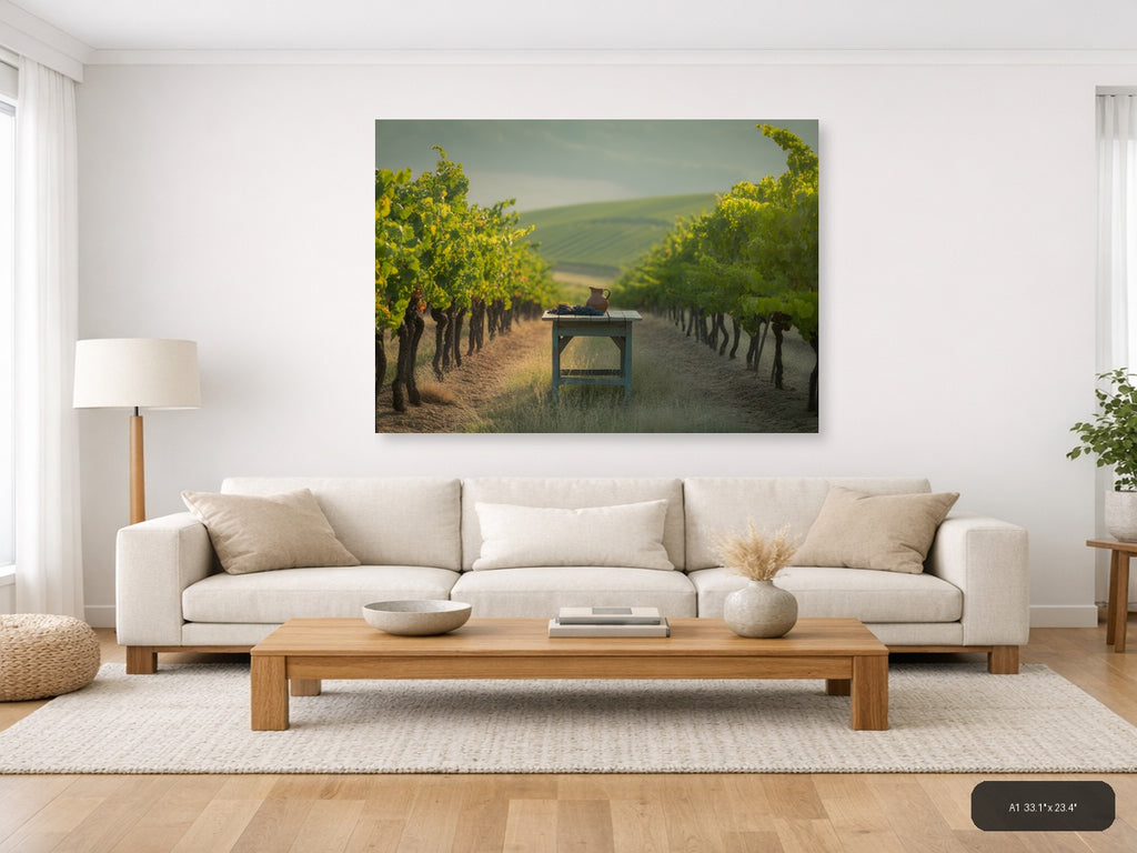 Vineyard Harvest Minimalist Landscape Wall Art — A1 / Living Room