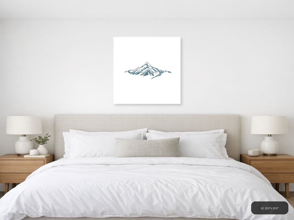 Minimalist Snow-Capped Mountain Peak Wall Art — A2 / Bedroom