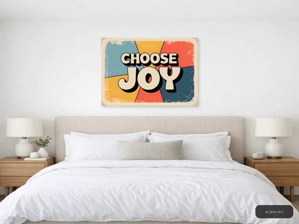Choose Joy Vintage Retro Motivational Wall Art — A2 / Bedroom