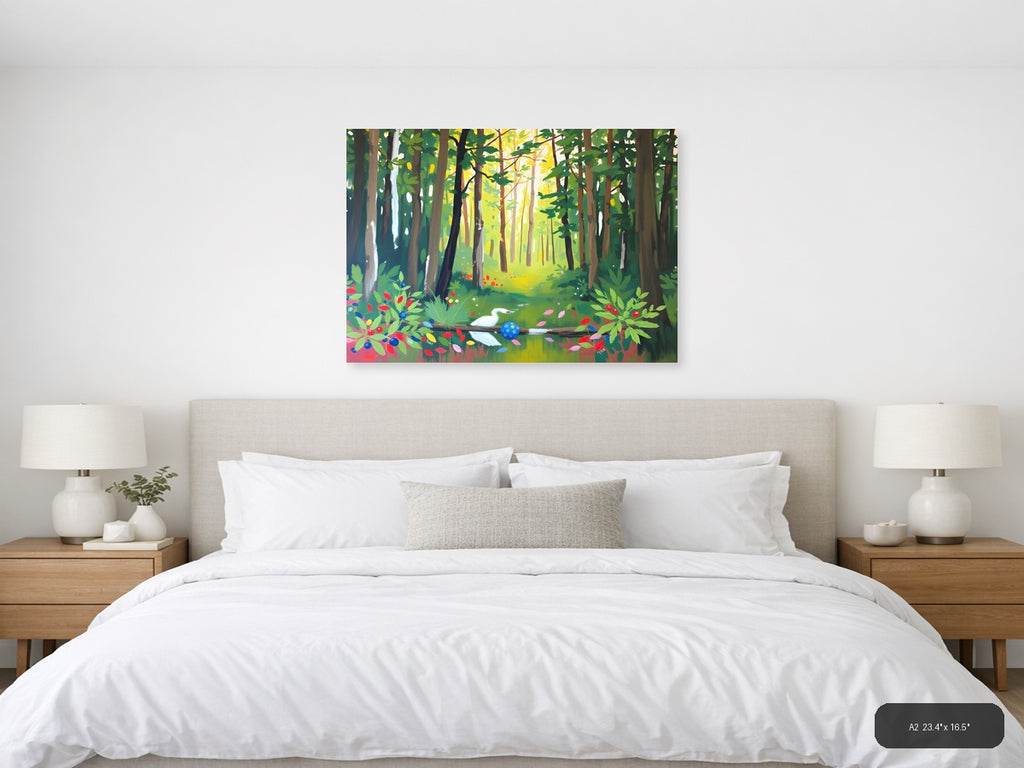 Enchanted Forest Path Abstract Landscape Wall Art — A2 / Bedroom