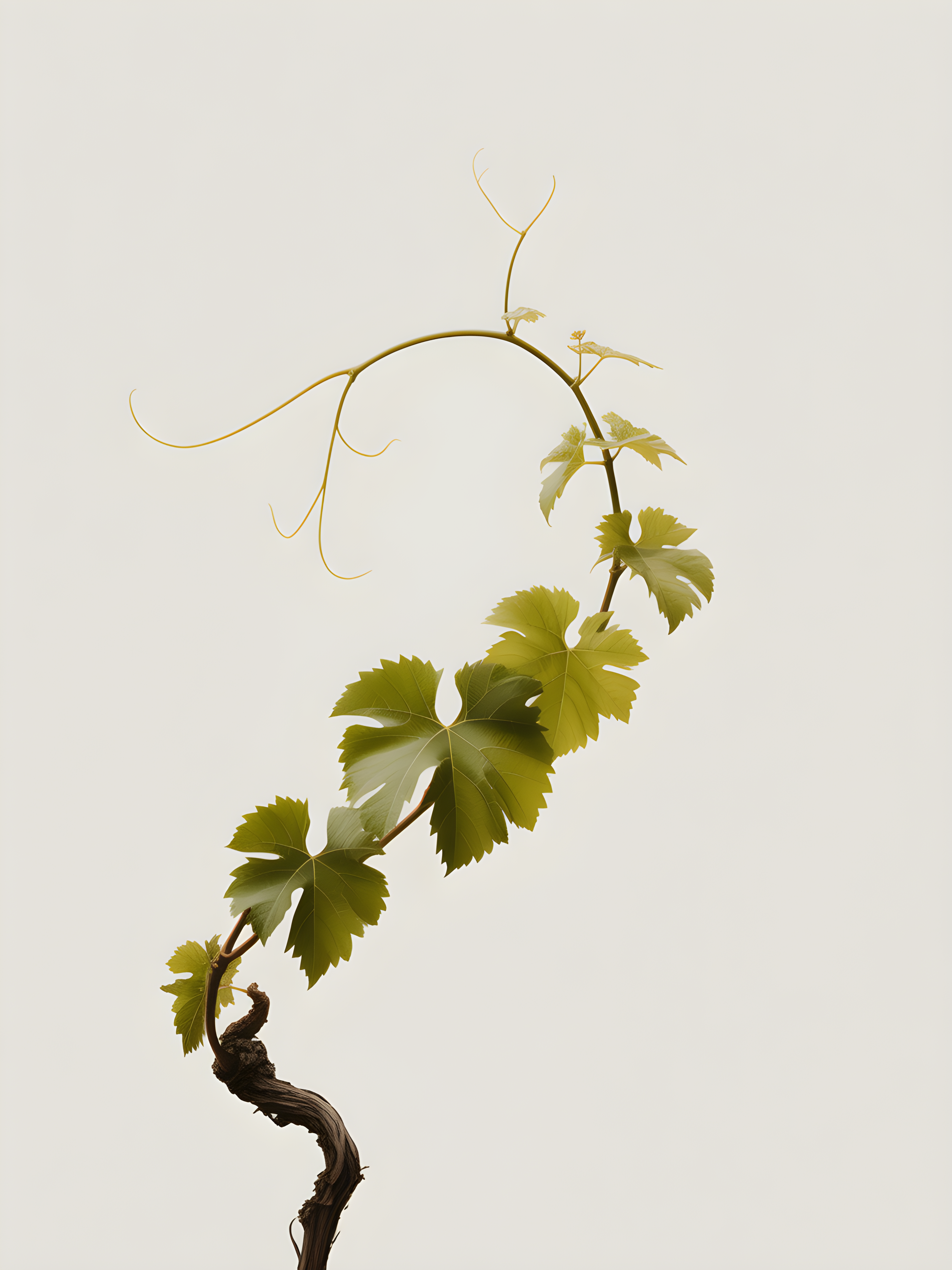 Minimalist Grapevine with Tendrils Portrait Wall Art