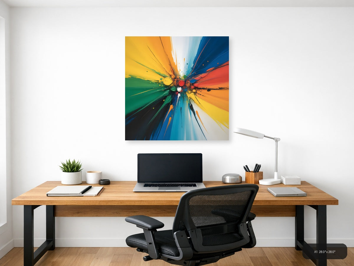 Colorful Paint Explosion Abstract Canvas Wall Art — A1 / Office