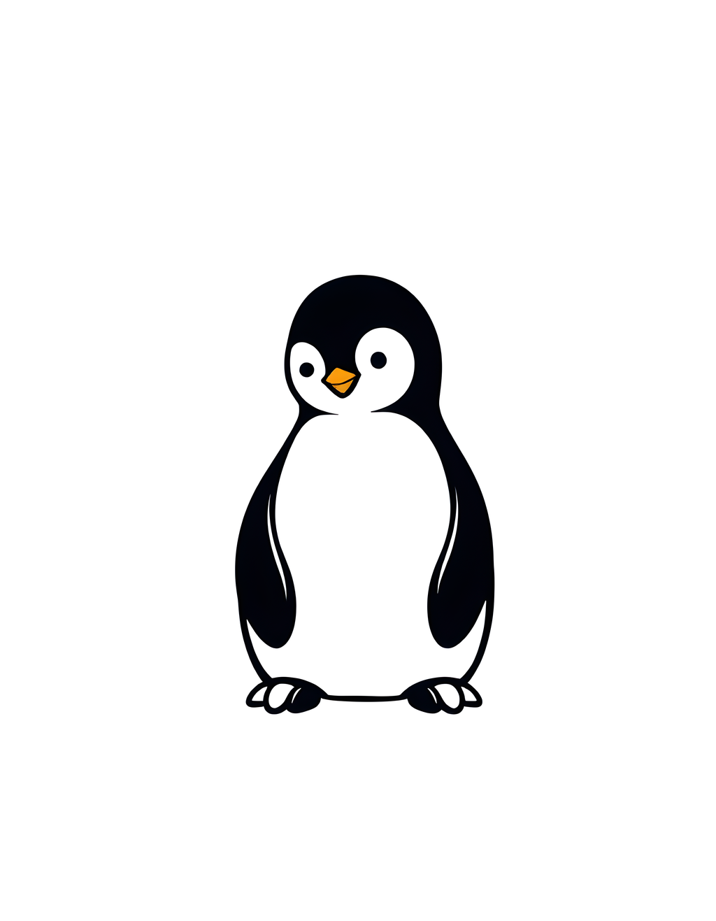 Minimalist Penguin Portrait Black and White Wall Art