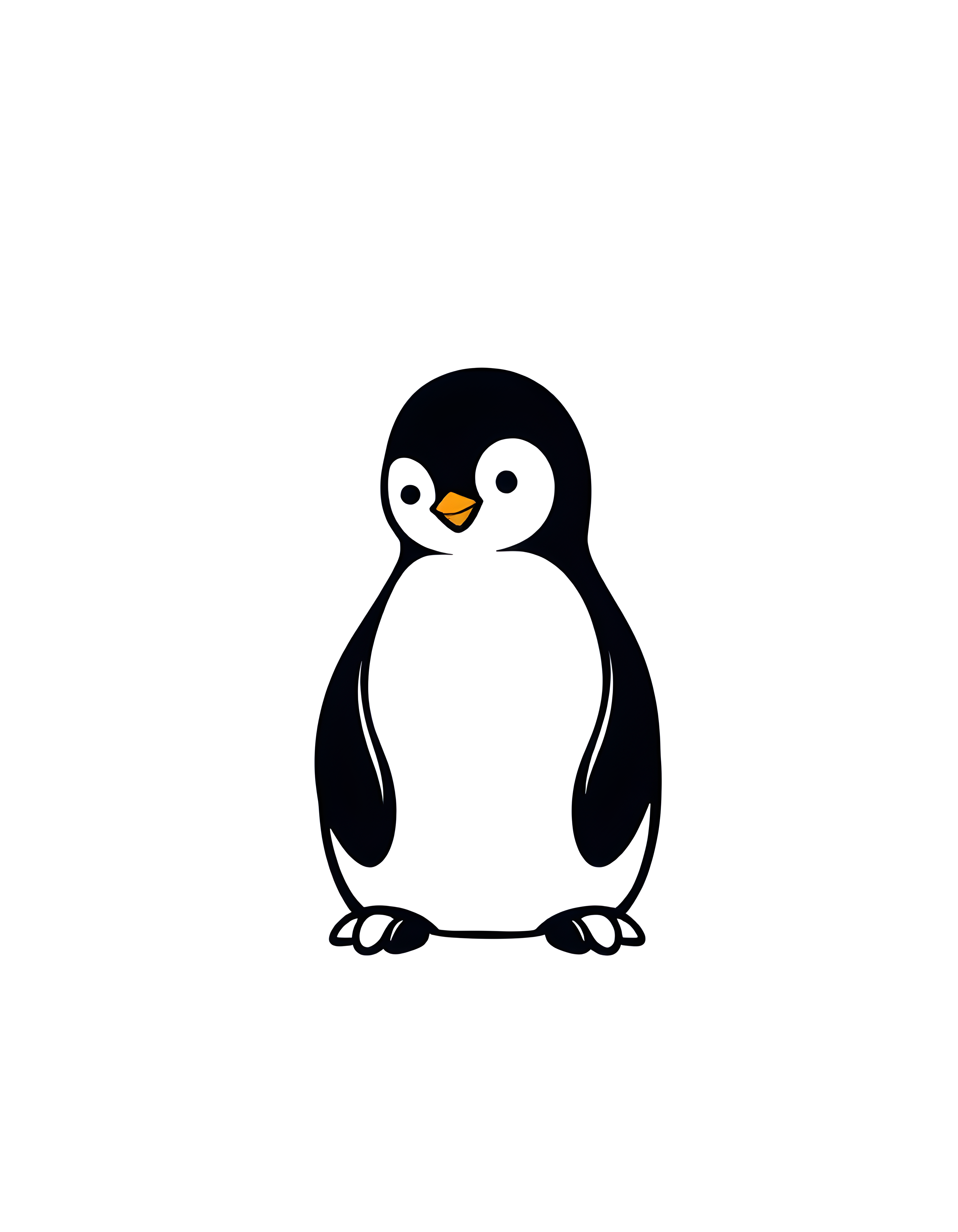 Minimalist Penguin Portrait Black and White Wall Art