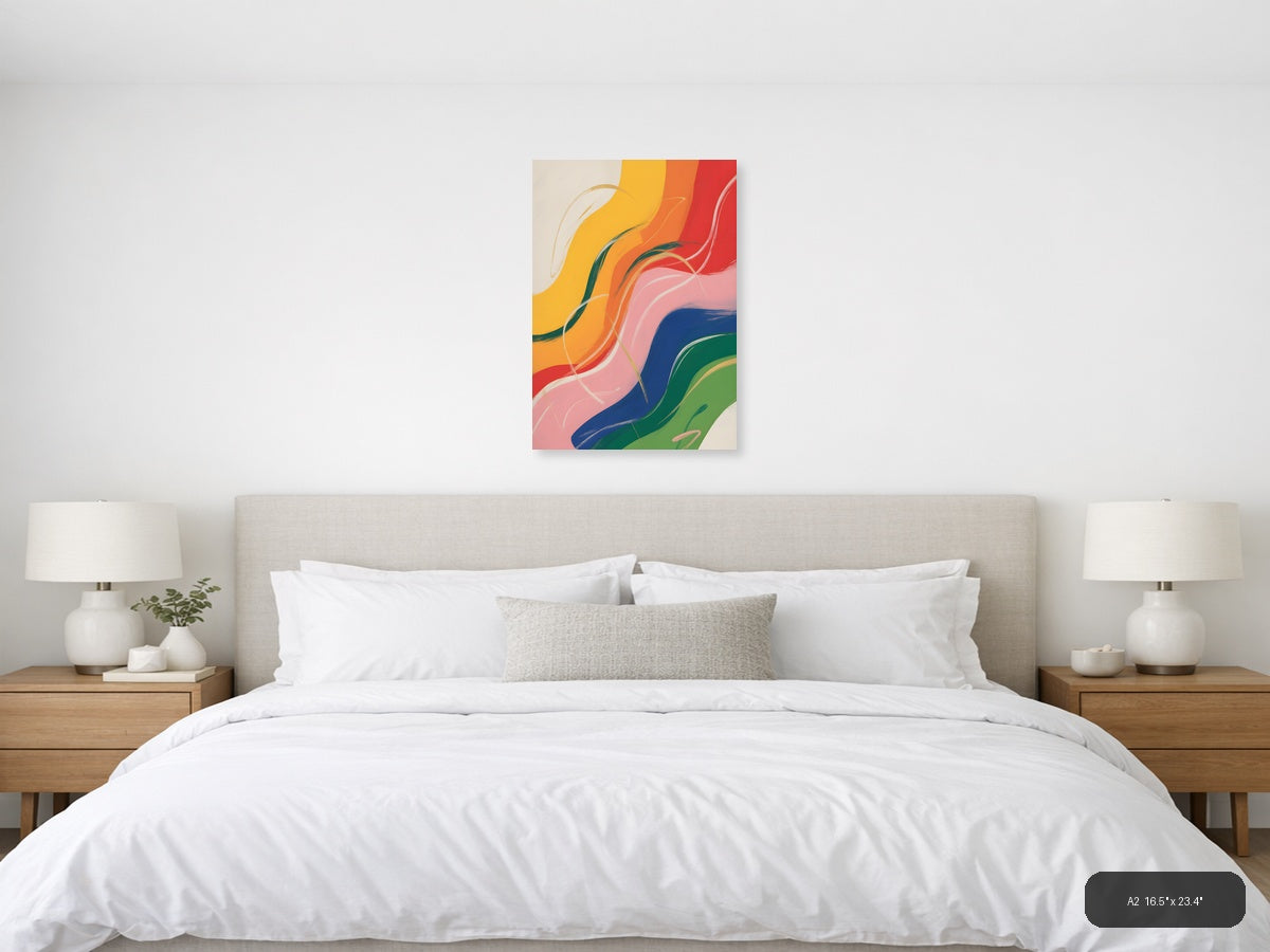 Colorful Abstract Waves Rainbow Flow Wall Art — A2 / Bedroom