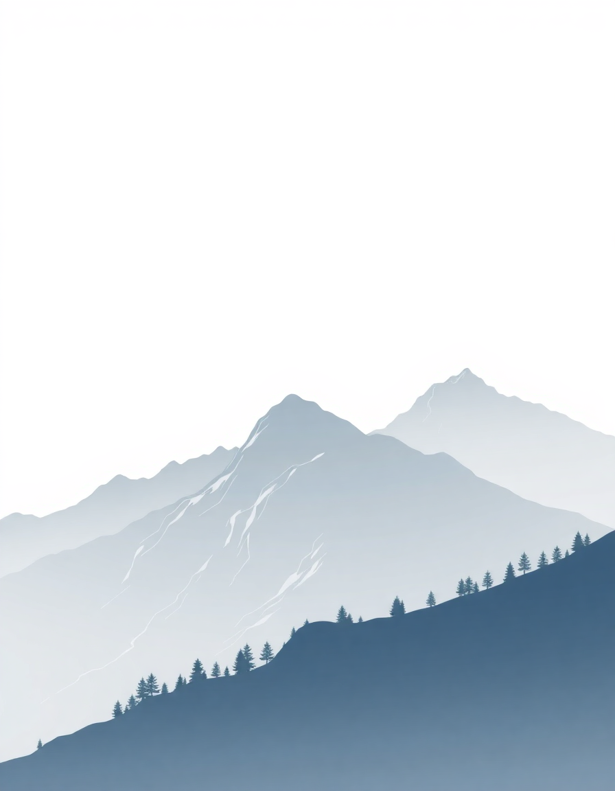 Misty Mountains with Evergreen Forest | Minimalist Landscape Wall Art