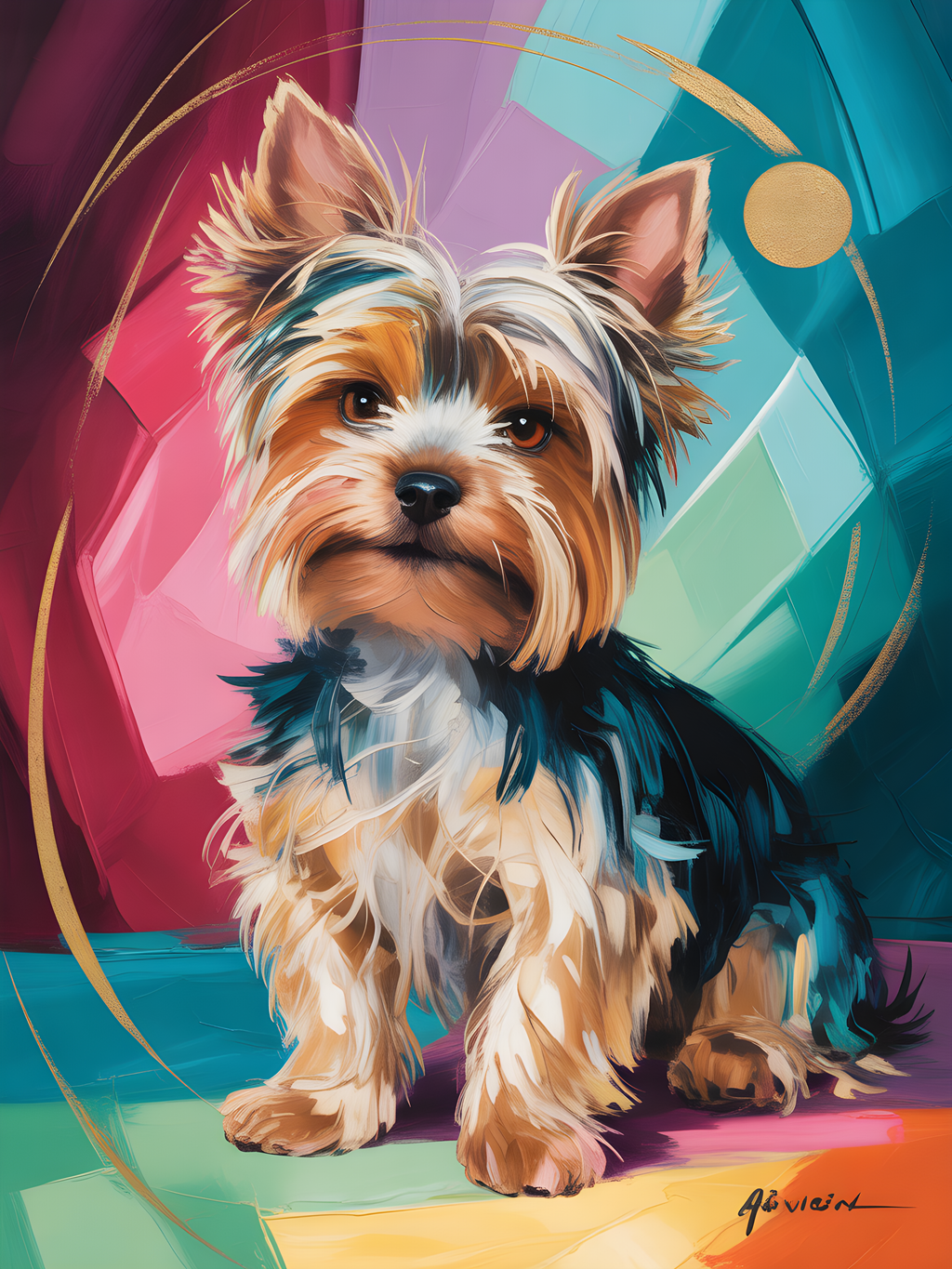 Colorful Terrier Portrait Abstract Wall Art