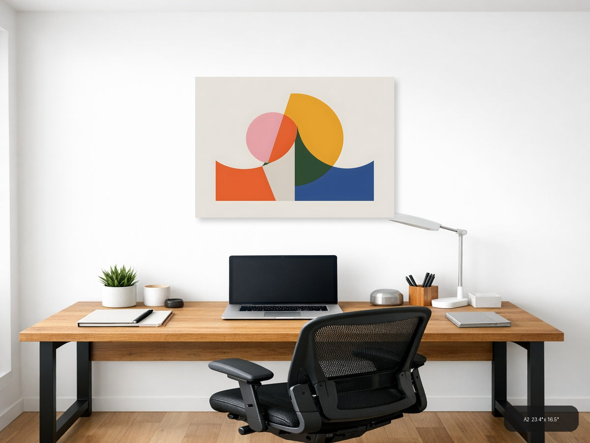 Minimalist Geometric Shapes Abstract Landscape Wall Art — A2 / Office