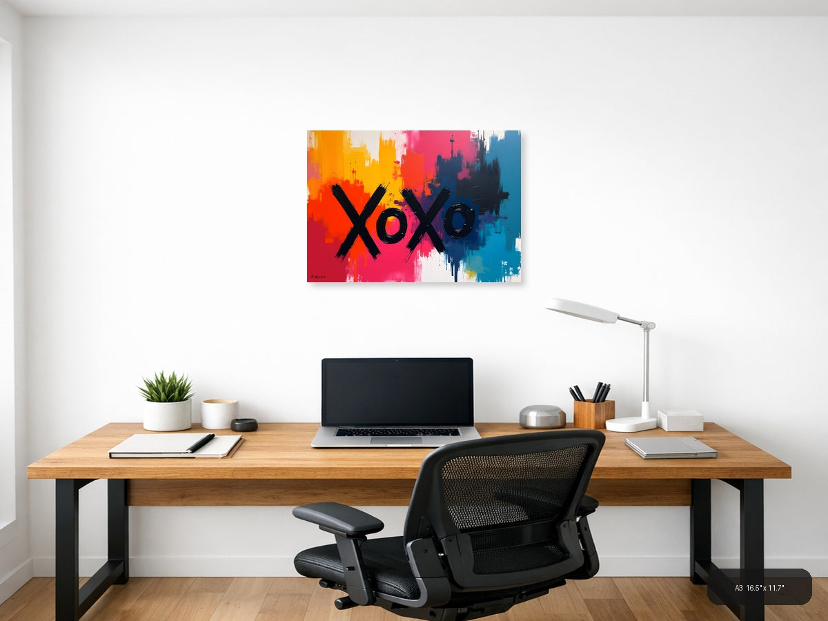 XOXO Abstract Colorful Urban Skyline Wall Art — A3 / Office