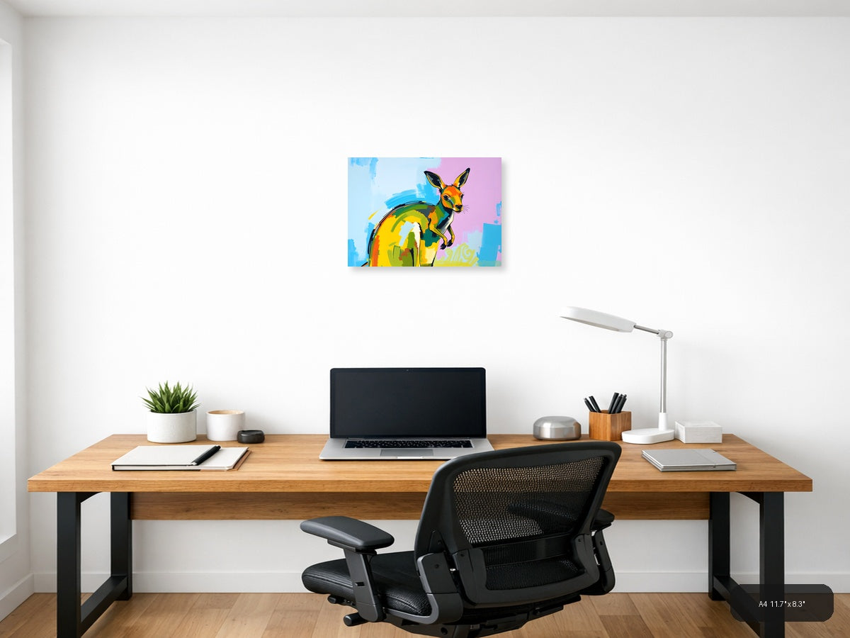 Colorful Abstract Deer Portrait Modern Wall Art — A4 / Office