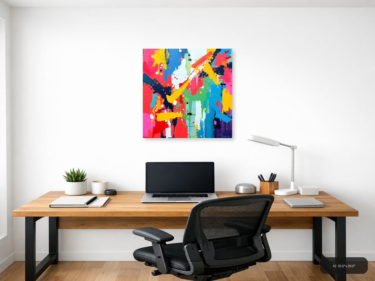 Vibrant Abstract Splash Pop Art Wall Art — A2 / Office