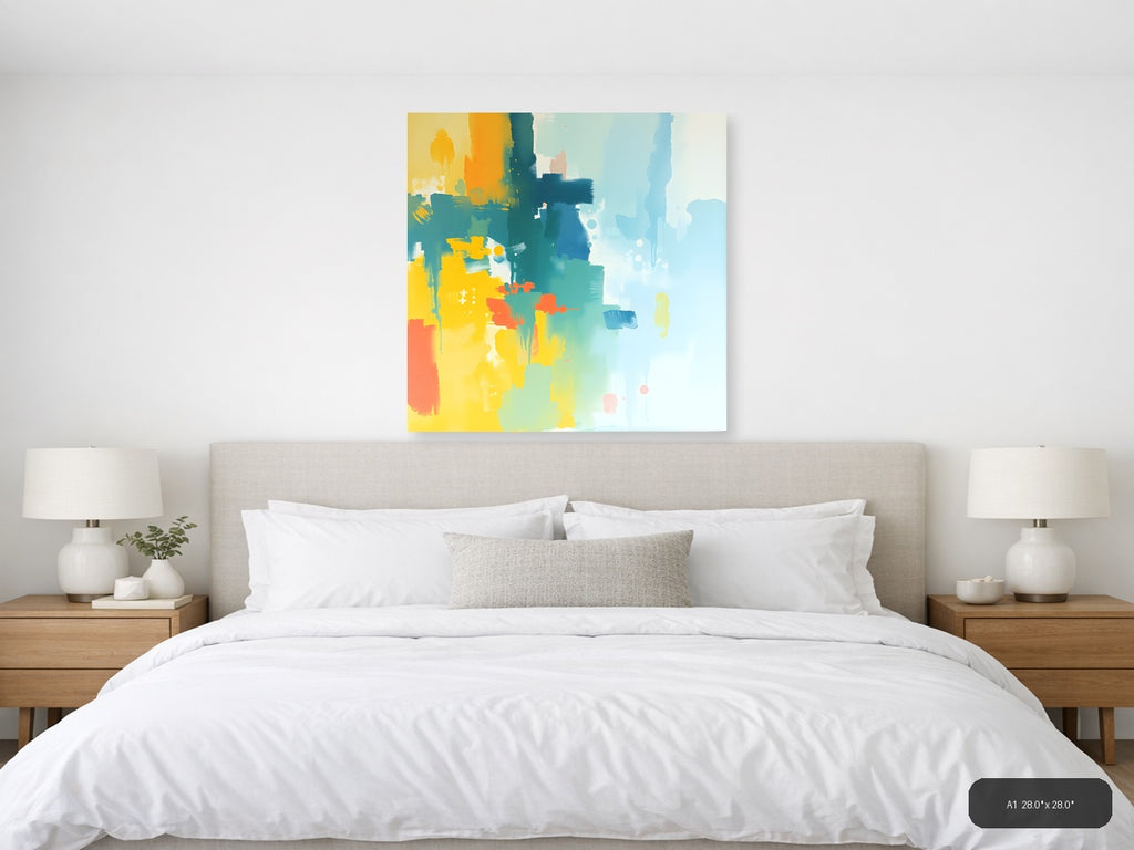 Abstract Colour Gradient Modern Yellow Blue Wall Art — A1 / Bedroom