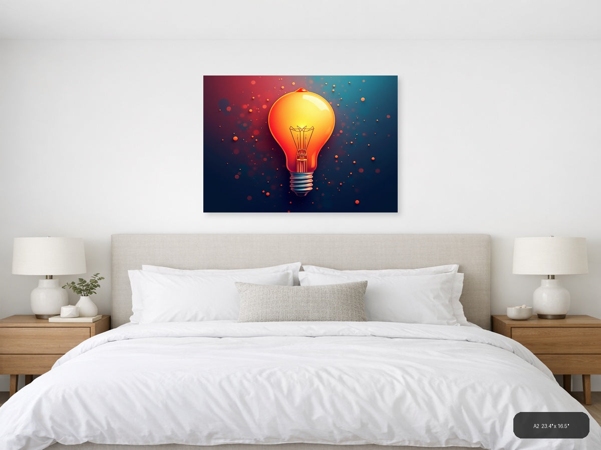 Glowing Light Bulb Abstract Modern Wall Art — A2 / Bedroom