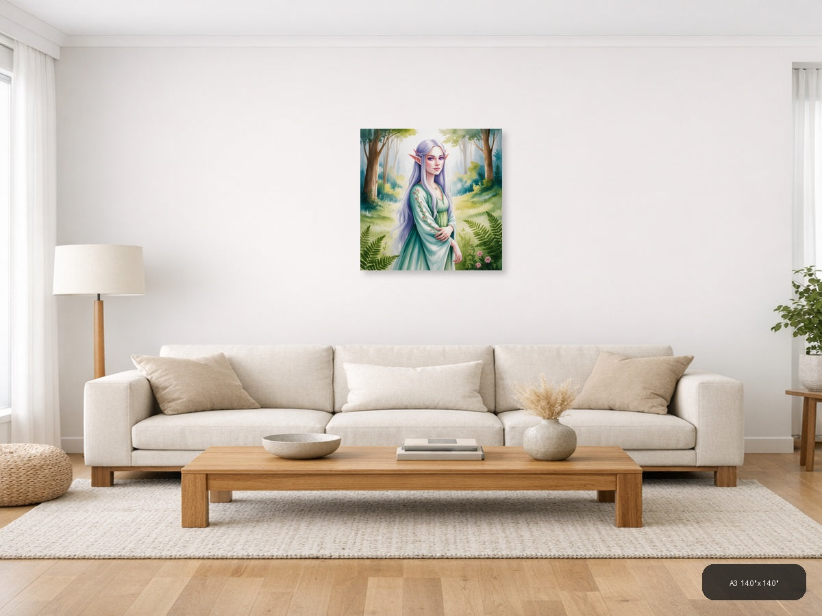 Elf in Forest Watercolor Art Print Wall Art — A3 / Living Room