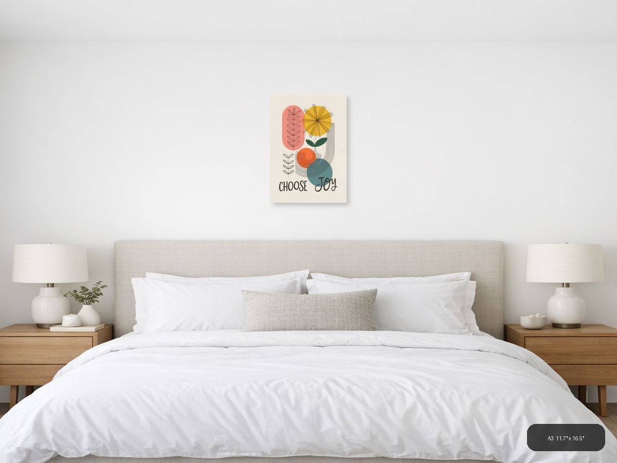 Choose Joy Botanical Line Art Wall Art — A3 / Bedroom