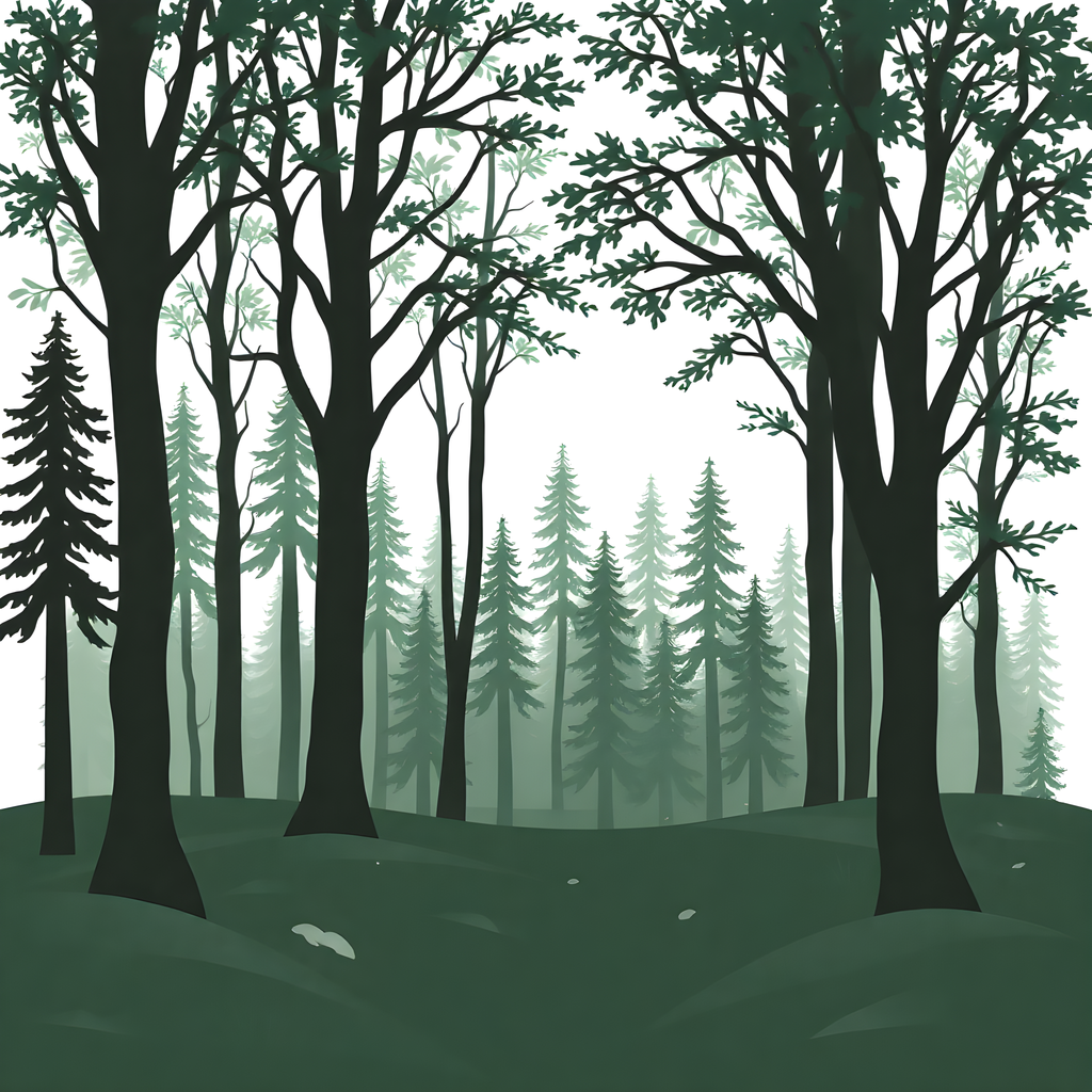 Minimalist Forest Deep Woods Layered Tree Wall Art