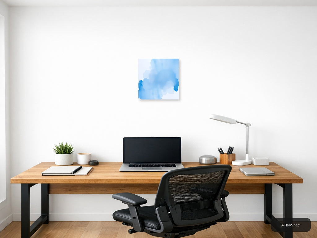 Abstract Blue Watercolor Cloud Formation Wall Art — A4 / Office