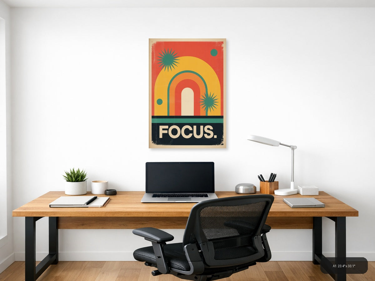 Focus Vintage Retro Sun Gate Abstract Wall Art — A1 / Office