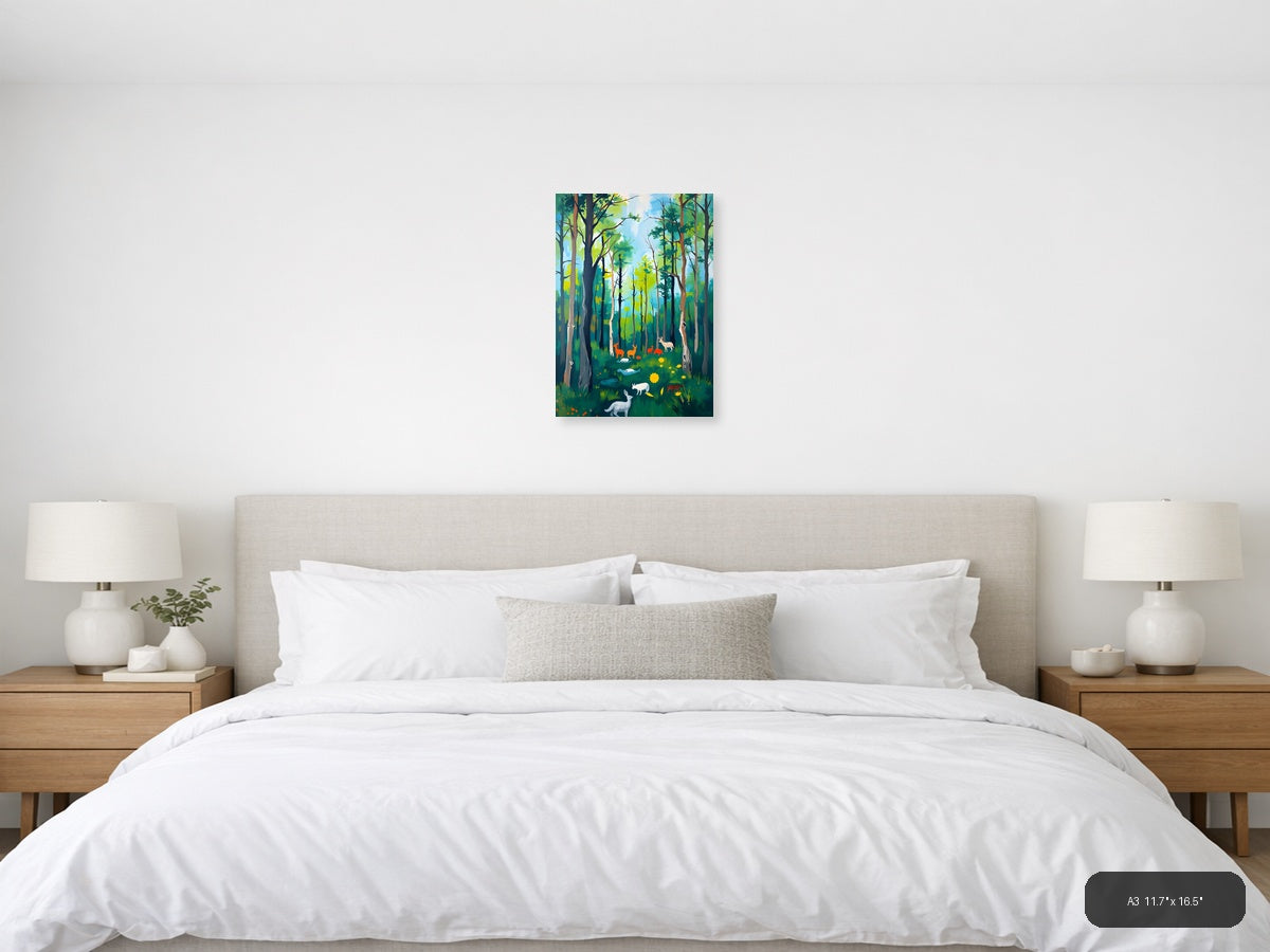 Forest Wildlife Abstract Portrait Wall Art — A3 / Bedroom