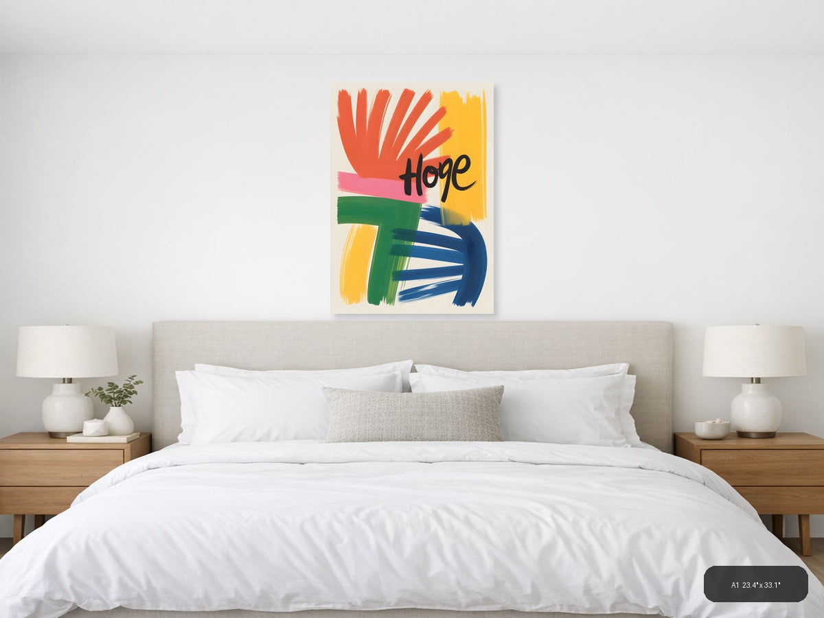 Hope Abstract Colorful Brushstroke Portrait Wall Art — A1 / Bedroom