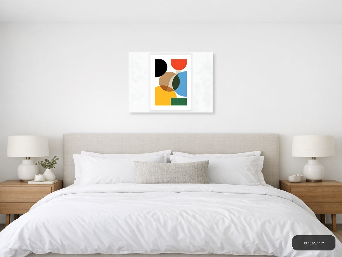 Minimalist Geometric Shapes Colourful Abstract Wall Art — A3 / Bedroom