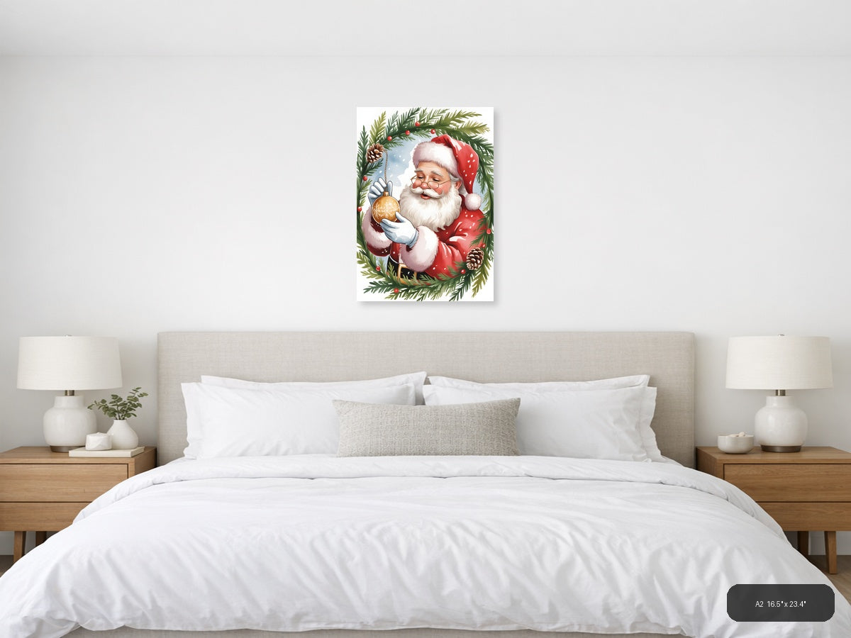 Santa Claus Christmas Watercolor Portrait Wall Art — A2 / Bedroom