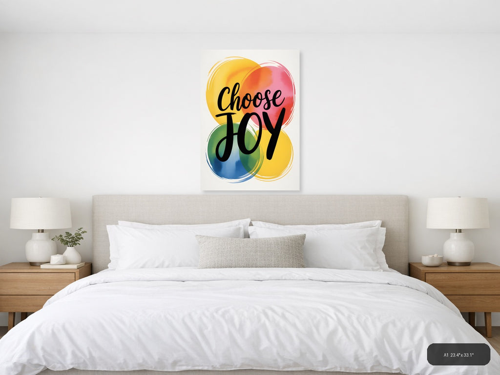 Choose Joy Watercolor Circles Motivational Wall Art — A1 / Bedroom