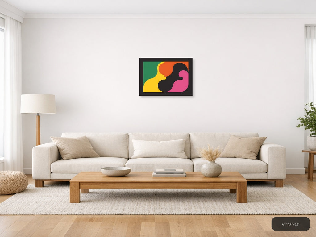 Abstract Geometric Faces Colorful Modern Wall Art — A4 / Living Room