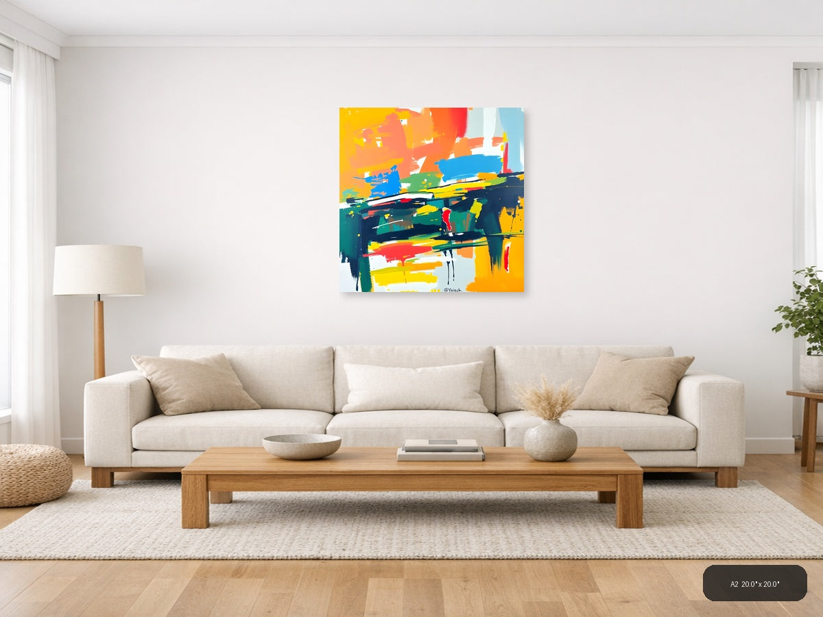 Vibrant Abstract Brushstrokes Colorful Modern Wall Art — A2 / Living Room