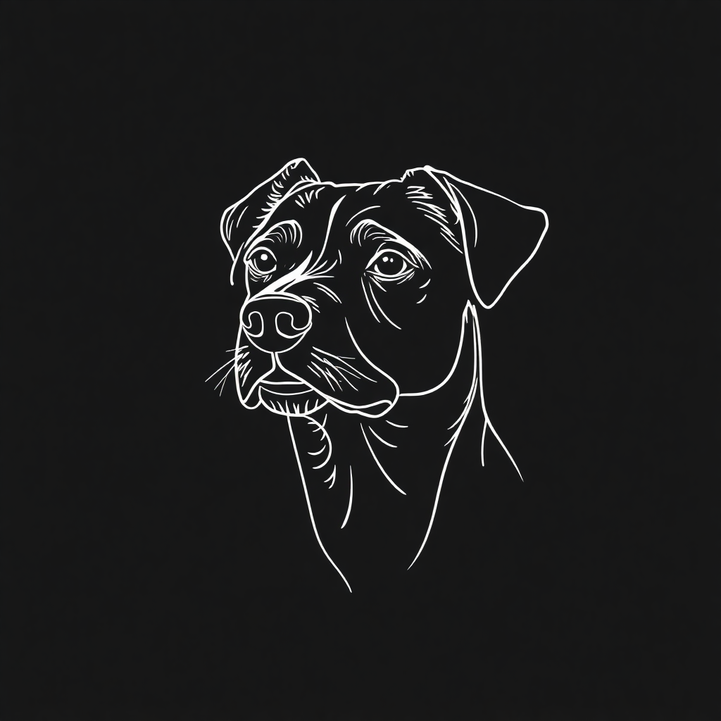 Boxer Dog Portrait Line Art Wall Art